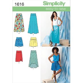 Simplicity 1616 Easy to Sew Women's Woven or Knit Skirt Sewing Patterns, Sizes 14-22