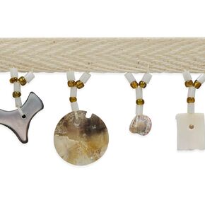 Trims by the Yard 5 Yards of Shell and Circle Fringe Trim, Natural Multi