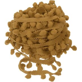 uxcell 10 Yards Pom Pom Ball Fringe Trim, Ribbon Sewing Accessory DIY Crafts for Home Curtain Clothes Pillow Decoration (8mm, Khaki)