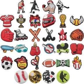 WOCATS 32 pcs Shoe Charms about Sports,Basketball,Football,Baseball,Soccer,Volleyball,Cats and Dogs Pets Clogs Shoe Decoration Charms Perfect cute gifts to family,friends,boys girls kids,teens,men women adults