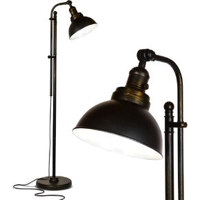 Brightech Dylan Industrial Floor Lamp for Living Rooms & Offices, Bright LED Floor Lamp – Charming Farmhouse Floor Lamp, Adjustable Head Standing Lamp for Bedroom Reading, Stunning Living Room Decor