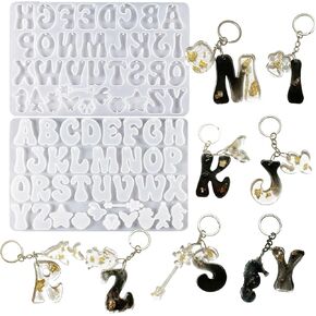 Alphabet Silicone Mold for Resin Letters Epoxy Resin Molds with Holes A-Z,0-9,Keychain Casting Molds