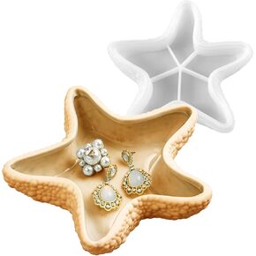 Wehous Starfish Tray Silicone Mold Candle Holder Jewelry Plate Resin Tray Display Trinkets Container Storage Dish for Concrete Creative Art Craft Home Decor