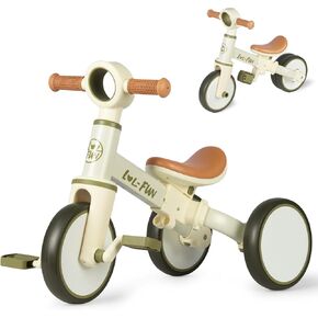 LOL-FUN Tricycle for Toddlers 1-3 Years Old Boys Girls Toy, 4 in 1 Baby Balance Bike for 1 2 Year Old Gift, Kids Bicycle with Easy Assembly Removable Pedal