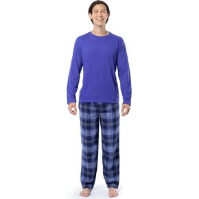 IZOD Men's Long Sleeve Jersey Top and Flannel Pants Pajama Sleep Set
