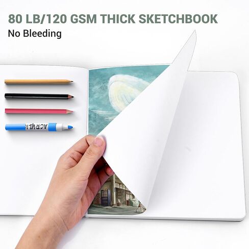 Hardcover Sketch Book 8.3"x 8.3" Square Sketchbook 96 Sheets/192 Pages Thick Sketch Pad 120GSM Art Paper for Kids Adults Beginners Artists in Saudi Arabia