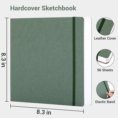 Hardcover Sketch Book 8.3"x 8.3" Square Sketchbook 96 Sheets/192 Pages Thick Sketch Pad 120GSM Art Paper for Kids Adults Beginners Artists in Saudi Arabia