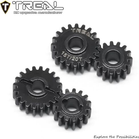 TREAL FCX24 تروس بوابة Overdrive من الصلب الصلب المعدني OD مجموعة تروس محرك البوابة 15T/20T (8P) لـ 1/24 FMS FCX24، Overdrive 12% in Saudi Arabia
