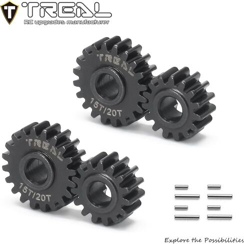 TREAL FCX24 تروس بوابة Overdrive من الصلب الصلب المعدني OD مجموعة تروس محرك البوابة 15T/20T (8P) لـ 1/24 FMS FCX24، Overdrive 12% in Saudi Arabia