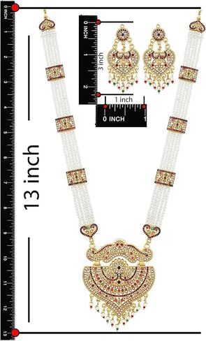 HASHONE Peacock Design White & Golden Pearl Long Necklace With Matching Earrings For Women in Saudi Arabia