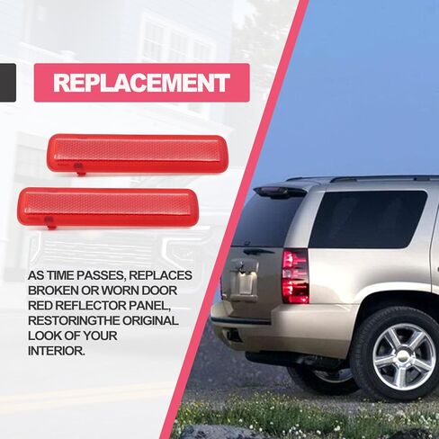 لوحة عاكسة حمراء لجانب الراكب الأيمن والخلفي الأيسر لباب السائق (عبوة من 2) عاكس لوحة الباب الداخلي مناسب لسيارة شيفروليه جي إم سي يستبدل الجزء # 15183155، 15183156 in Kuwait