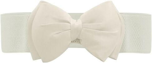 Allegra K Women Press Studs Closure Bowknot Elastic Waist Belt Fuchsia+Black in Saudi Arabia
