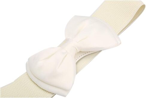 Allegra K Women Press Studs Closure Bowknot Elastic Waist Belt Fuchsia+Black in Saudi Arabia