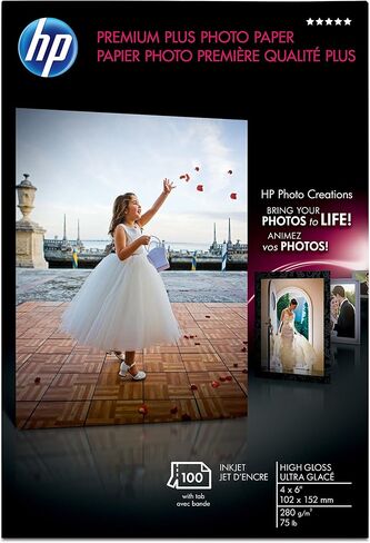 ورق صور HP Premium Plus عالي اللمعان - 100 ورقة/4x6 علامة تبويب in Saudi Arabia