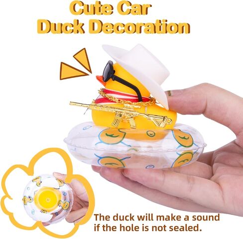 رعاة البقر بطة لوحة القيادة سيارة الديكور السباحة الدائري سيارة المطاط بطة الديكور الملحقات مع حلقة السباحة الصغيرة قبعة رعاة البقر وشاح قلادة والنظارات الشمسية (نظارات شمسية سوداء - قبعة Pink_White) in Kuwait