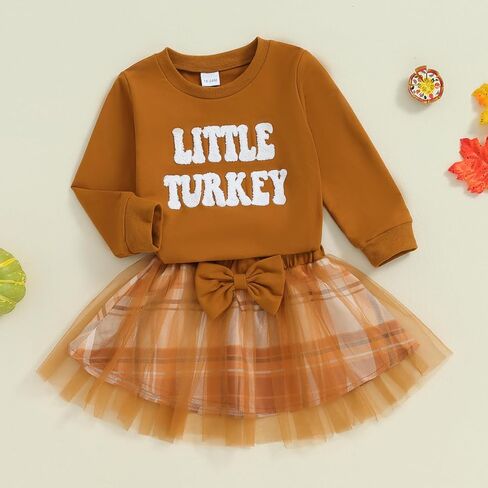 Kayotuas Toddler Girl Thanksgiving Outfit Turkey Sweatshirt Sweater Tulle Tutu Skirts Kids Little Girls Thanksgiving Clothes in Saudi Arabia