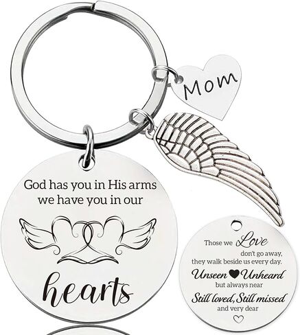 Mom Dad Memorial Gifts Keychains - Sympathy Gift for Loss Of Loved One Grief Bereavement Remembrance Mother Father Keychain in Kuwait