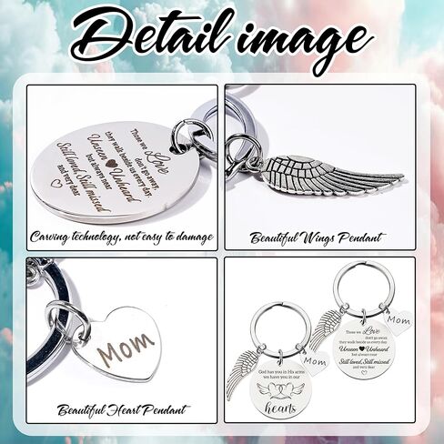 Mom Dad Memorial Gifts Keychains - Sympathy Gift for Loss Of Loved One Grief Bereavement Remembrance Mother Father Keychain in Kuwait