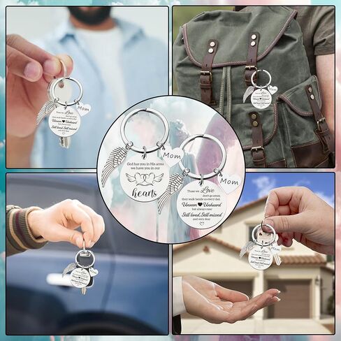 Mom Dad Memorial Gifts Keychains - Sympathy Gift for Loss Of Loved One Grief Bereavement Remembrance Mother Father Keychain in Kuwait