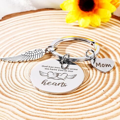 Mom Dad Memorial Gifts Keychains - Sympathy Gift for Loss Of Loved One Grief Bereavement Remembrance Mother Father Keychain in Kuwait