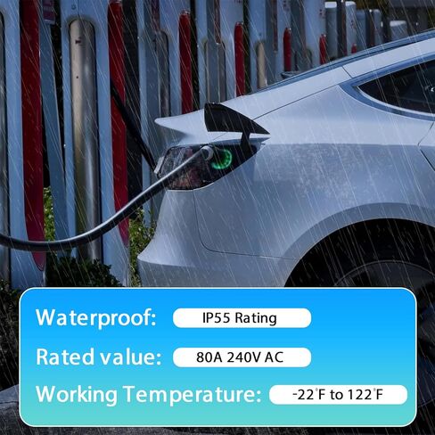 J1772 Charging Adapter for Tesla Model 3 Y S X [Safety Certified] 80A/240 VAC, Easy and Fast Charging, with Portable Storage Pouch (Black) in Saudi Arabia