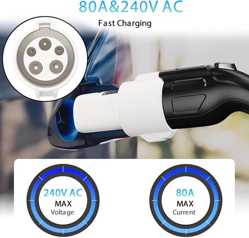 J1772 Charging Adapter for Tesla Model 3 Y S X [Safety Certified] 80A/240 VAC, Easy and Fast Charging, with Portable Storage Pouch (Black) in Saudi Arabia