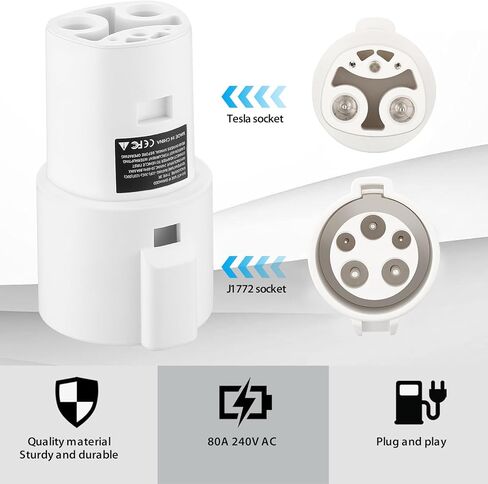 J1772 Charging Adapter for Tesla Model 3 Y S X [Safety Certified] 80A/240 VAC, Easy and Fast Charging, with Portable Storage Pouch (Black) in Saudi Arabia