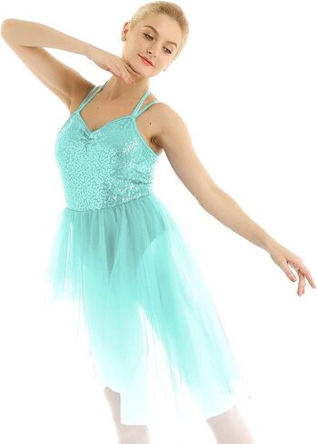 CHICTRY Women's Sparkle Sequins Ballet Skirt Lyrical Camisole Leotard Dress Dancewear in Saudi Arabia