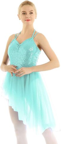 CHICTRY Women's Sparkle Sequins Ballet Skirt Lyrical Camisole Leotard Dress Dancewear in Saudi Arabia