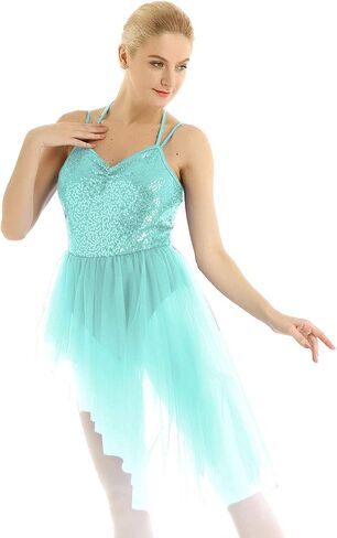 CHICTRY Women's Sparkle Sequins Ballet Skirt Lyrical Camisole Leotard Dress Dancewear in Saudi Arabia