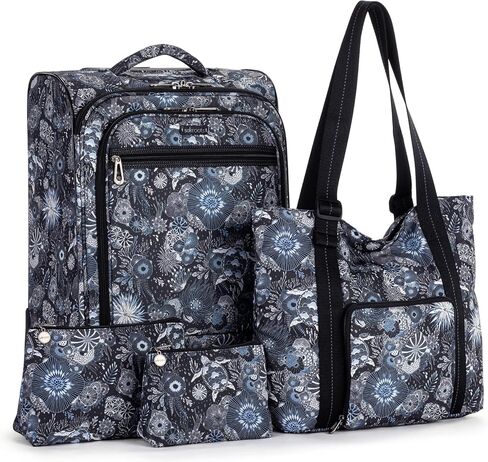 Sakroots On the Go 4 Piece Travel Bundle, Includes 21" Rolling Suitcase, Packable Large Tote, Medium & Small Pouches, Black Spirit Desert in Saudi Arabia