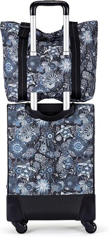 Sakroots On the Go 4 Piece Travel Bundle, Includes 21" Rolling Suitcase, Packable Large Tote, Medium & Small Pouches, Black Spirit Desert in Saudi Arabia