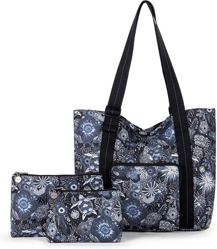 Sakroots On the Go 4 Piece Travel Bundle, Includes 21" Rolling Suitcase, Packable Large Tote, Medium & Small Pouches, Black Spirit Desert in Saudi Arabia