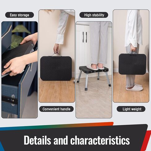 11" Step Stool, Non-Slip 16x12 Large Platform Sturdy Folding Step Stools, Metal Fram, Portable Compact 1-Step Ladder for Kids Adults Seniors at Indoor Outdoor (11 inch, Black) in Saudi Arabia