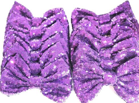 CLGIFT Fabric Hair Bows, Set of 12 Sequin Bows 5 Inches - Large Glitter Bows, DIY Hair Bows - No Clips (Silver) in Saudi Arabia