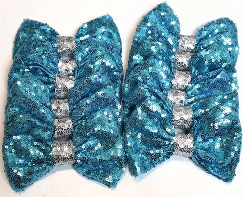 CLGIFT Fabric Hair Bows, Set of 12 Sequin Bows 5 Inches - Large Glitter Bows, DIY Hair Bows - No Clips (Silver) in Saudi Arabia