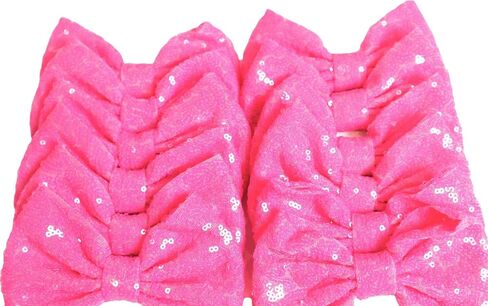 CLGIFT Fabric Hair Bows, Set of 12 Sequin Bows 5 Inches - Large Glitter Bows, DIY Hair Bows - No Clips (Silver) in Saudi Arabia