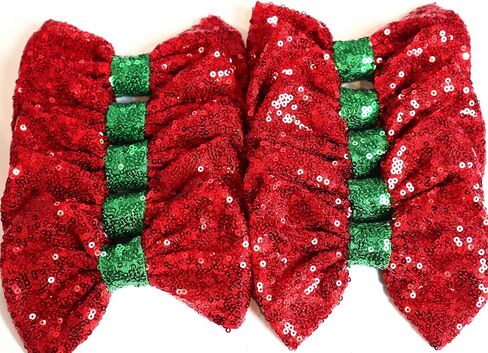 CLGIFT Fabric Hair Bows, Set of 12 Sequin Bows 5 Inches - Large Glitter Bows, DIY Hair Bows - No Clips (Silver) in Saudi Arabia