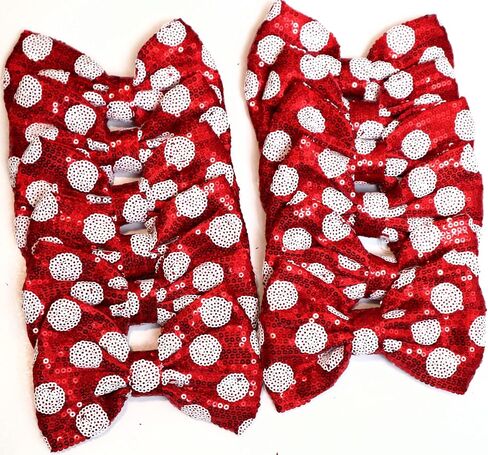 CLGIFT Fabric Hair Bows, Set of 12 Sequin Bows 5 Inches - Large Glitter Bows, DIY Hair Bows - No Clips (Silver) in Saudi Arabia