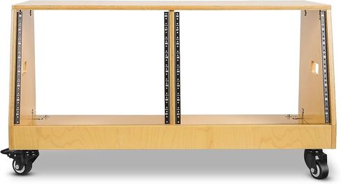 Sound Town DIY 2 x 12U رف استوديو مائل مزدوج الخليج مع عجلات للاستوديو المنزلي وغرفة التسجيل، خشب البتولا البلطيقي الرقائقي، إسبرسو أسود (SDRK-D12TD) in Kuwait