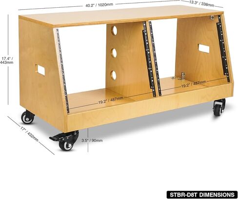 Sound Town DIY 2 x 12U رف استوديو مائل مزدوج الخليج مع عجلات للاستوديو المنزلي وغرفة التسجيل، خشب البتولا البلطيقي الرقائقي، إسبرسو أسود (SDRK-D12TD) in Kuwait