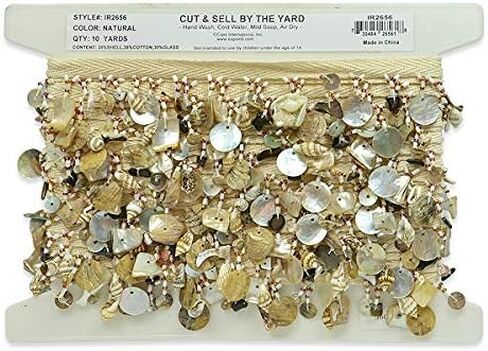 Trims by the Yard Shell and Circle Fringe Trim | Natural Multi | (10 Yard Cut) in Saudi Arabia