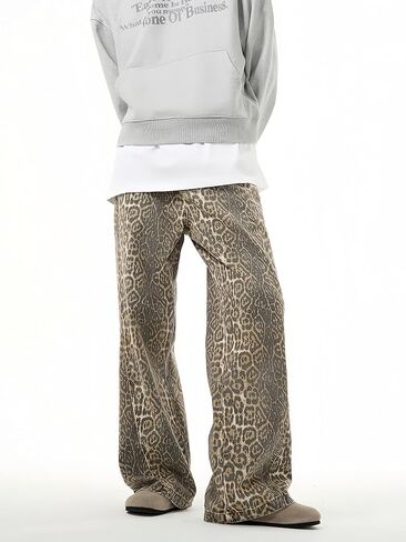 Unisex Cheetah Jeans Leopard Print Pants Baggy Pants Y2k Jeans Grunge Jeans Aesthetic Jeans Straight Leg Pats in Saudi Arabia