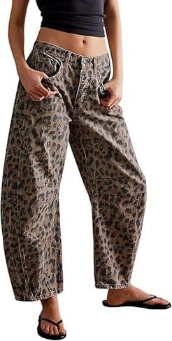 Unisex Cheetah Jeans Leopard Print Pants Baggy Pants Y2k Jeans Grunge Jeans Aesthetic Jeans Straight Leg Pats in Saudi Arabia