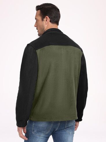 PEGENO Men's Fleece Jacket Classic Full Zip Stand Collar Lightweight Casual Soft Warm Coats With Zipper Pocket in Kuwait