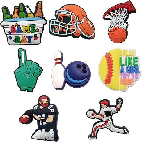 WOCATS 32 pcs Shoe Charms about Sports,Basketball,Football,Baseball,Soccer,Volleyball,Cats and Dogs Pets Clogs Shoe Decoration Charms Perfect cute gifts to family,friends,boys girls kids,teens,men women adults in Saudi Arabia