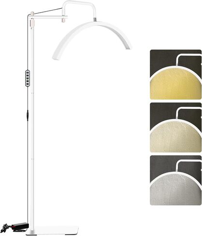Lash Light for Eyelash Tech - Led Half Moon Light for Tattoo Artists, Esthetician Lights for Eyelash Extensions - Adjustable Brightness & Height, Warm to Cool Floor Lash Lamp with Phone Holder in Saudi Arabia