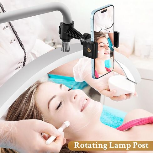 Lash Light for Eyelash Tech - Led Half Moon Light for Tattoo Artists, Esthetician Lights for Eyelash Extensions - Adjustable Brightness & Height, Warm to Cool Floor Lash Lamp with Phone Holder in Saudi Arabia