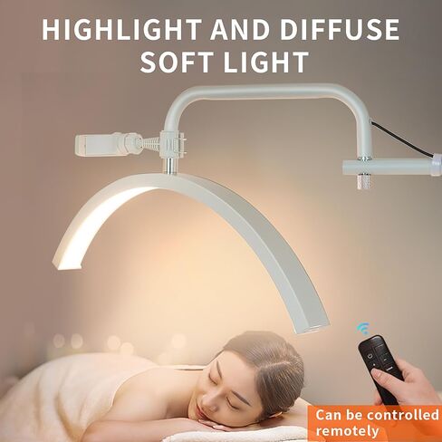 Lash Light for Eyelash Tech - Led Half Moon Light for Tattoo Artists, Esthetician Lights for Eyelash Extensions - Adjustable Brightness & Height, Warm to Cool Floor Lash Lamp with Phone Holder in Saudi Arabia
