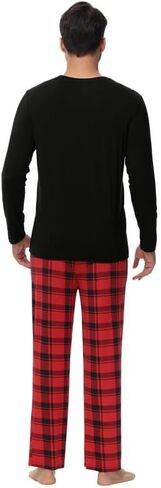 WiWi Pajamas for Men-Viscose Made from Bamboo,Long Sleeve Pj Set Crew-Neck Pajama Sets Comfy Loungewear S-XXL in Saudi Arabia